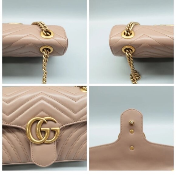 100% Authentic GUCCI GG Marmont Brown Leather Shoulder Bag - Picture 7 of 12